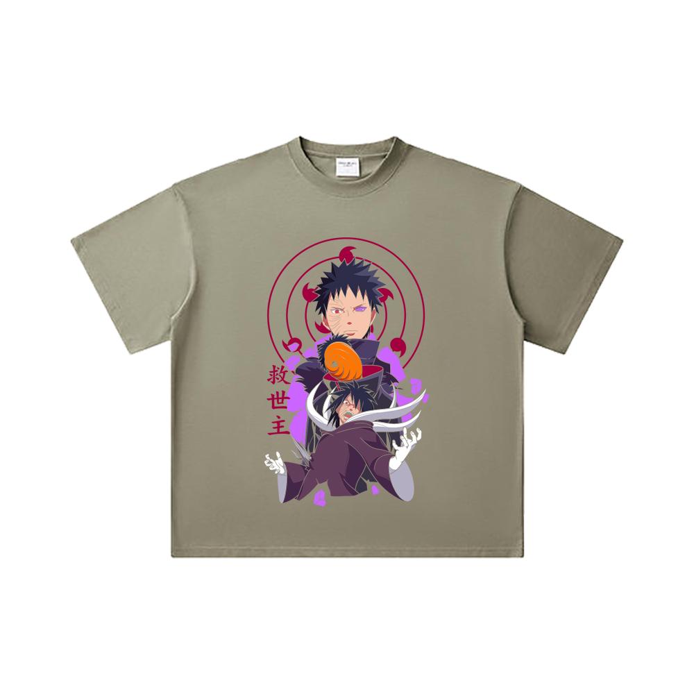 260 GSM Double Yarn 32 Count 100% Cotton Naruto V14 Obito Print Unisex Heavy Cotton T Shirt