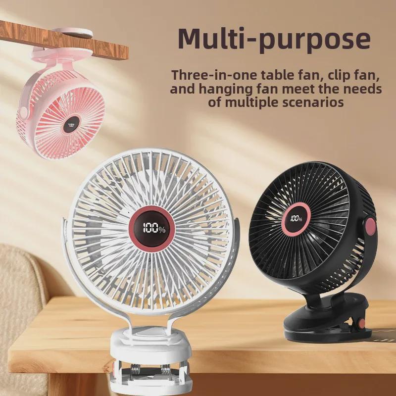 8-Inch USB Atmosphere Light Clip Fan: Silent, High-Wind, Ideal for Home or Office Desktops.