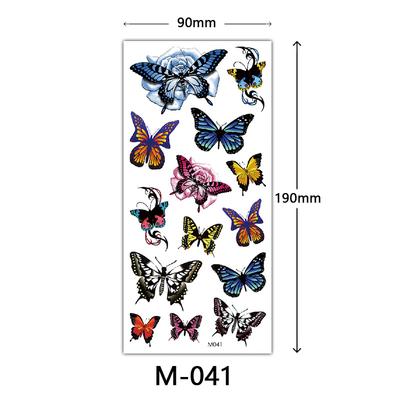 Autocollant de Tatouage Imperméable à Impression Couleur Tridimensionnelle, Tatouage Papillon Fleur Animal
