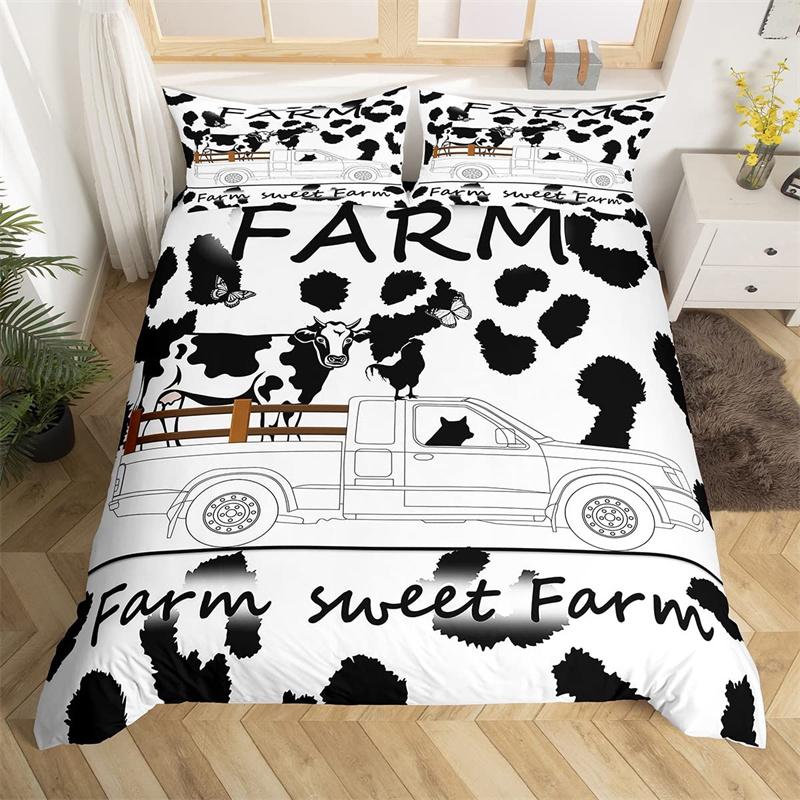 Comforter Queen 3 Pieces Ultra Soft Cow Printed Comforter Set With Zipper Closure And Black White Pink