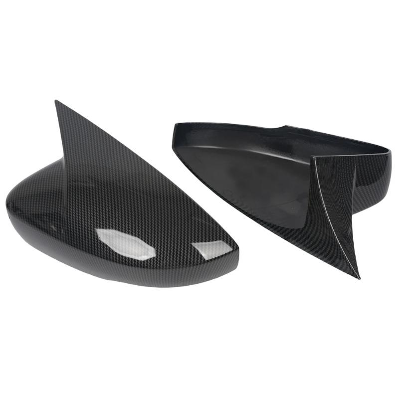 For VW Polo MK5 6R 6C 2009-2018 Side Mirror Cover Cap ABS Plastic Glossy Black/Carbon Look Horn Style Exterior Car Accessories