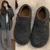 Women's Velvet Warm Flat Shoes Autumn and Winter Fluffy Shoes Lazy People Wear Cotton Shoes Outside