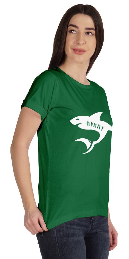 Inkmeso Scoop-Neck Mommy Shark Graphic Tshirt Short Sleeve Women Cotton Tee