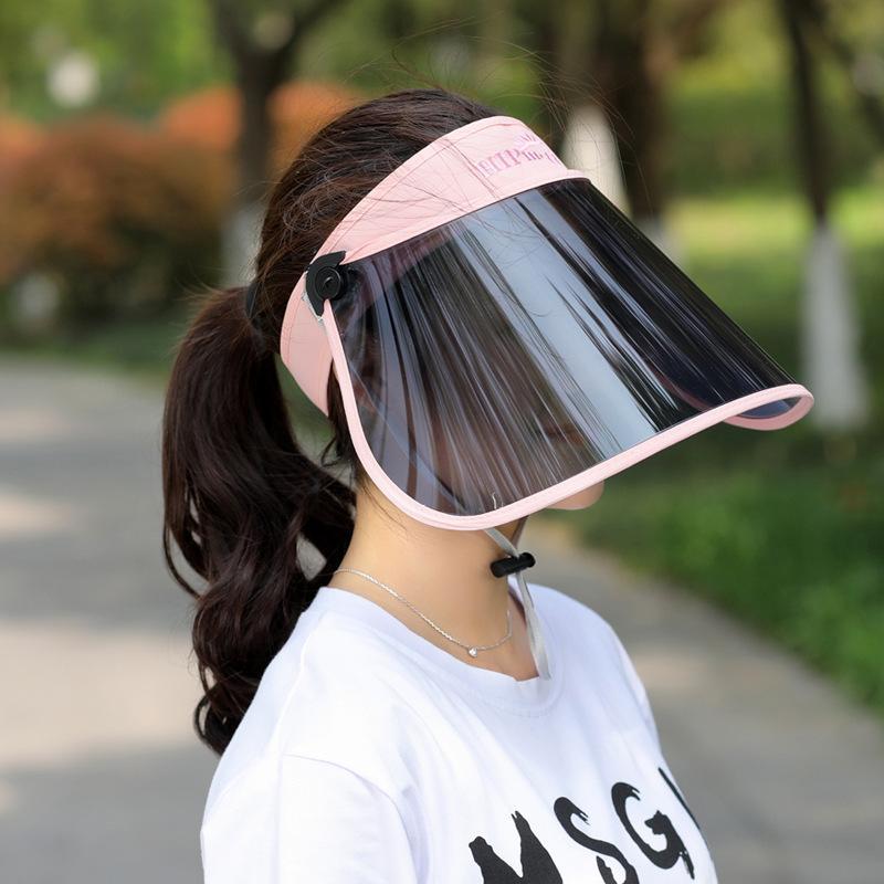 Women Adjustable Uv Protection Sun Visor With Wide Face Shield For Beach Hiking Summer Activities
