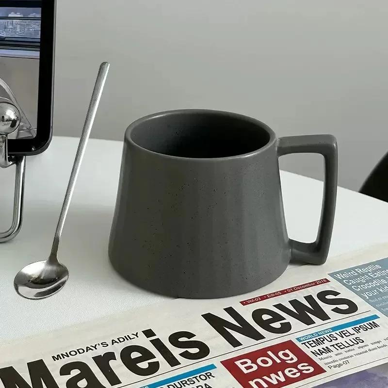 400ML Ceramic Coffee Cup Retro Style Cappuccino Latte Espresso Cups Breakfast Milk Cup with Spoon Office Home Water Cup Gift