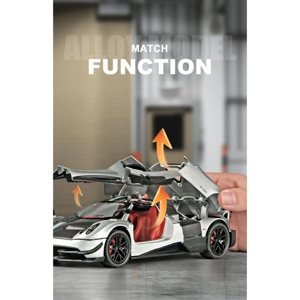 1/24 Pagani Huayra BC Supercar Alloy Die Cast Toy Car Model Sound and Light Pull Back Children's Toy Collectibles Birthday Gift