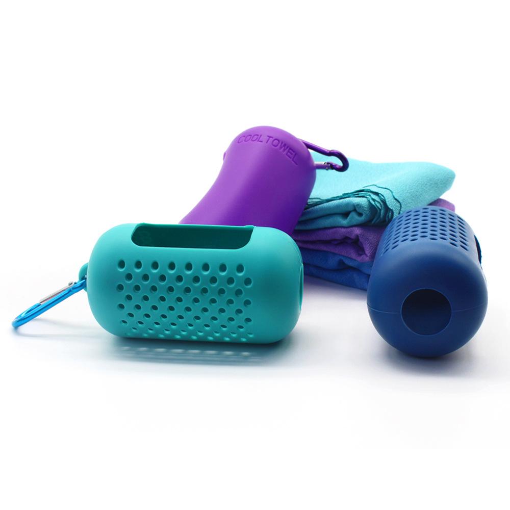 Prosop cu uscare rapidă pentru exerciții la rece Fitness în aer liber cu sac de depozitare din silicon Set portabil de prosoape cu aripi