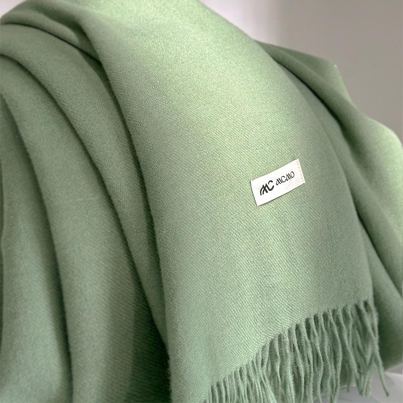 Cachecol Inverno Feminino Sólido 26 Cores Quente Espesso Caxemira Xale Moda Exterior Luxo Franjas Pashmina Envoltório Senhora Cachecóis à Prova de Vento