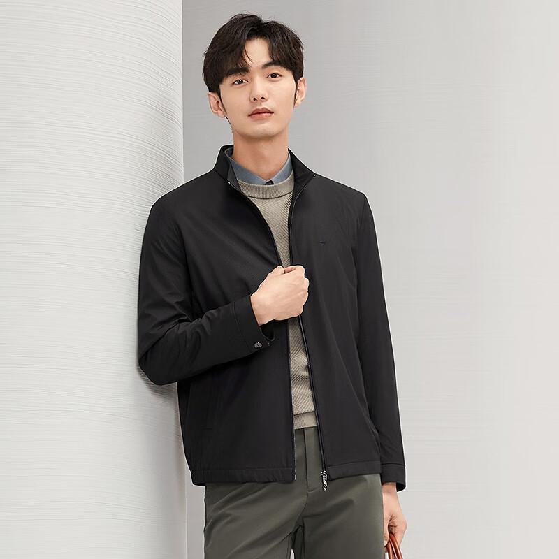 Qipai Herren Stehkragen Allover-Print Freizeitjacke