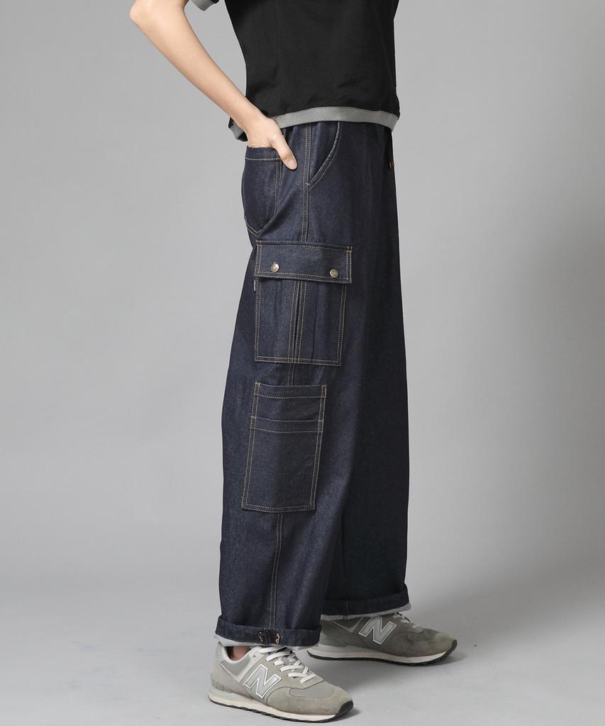 Seinteukeulu Double Cargo String Jogger Pants Dcj-338 Denim Indigo