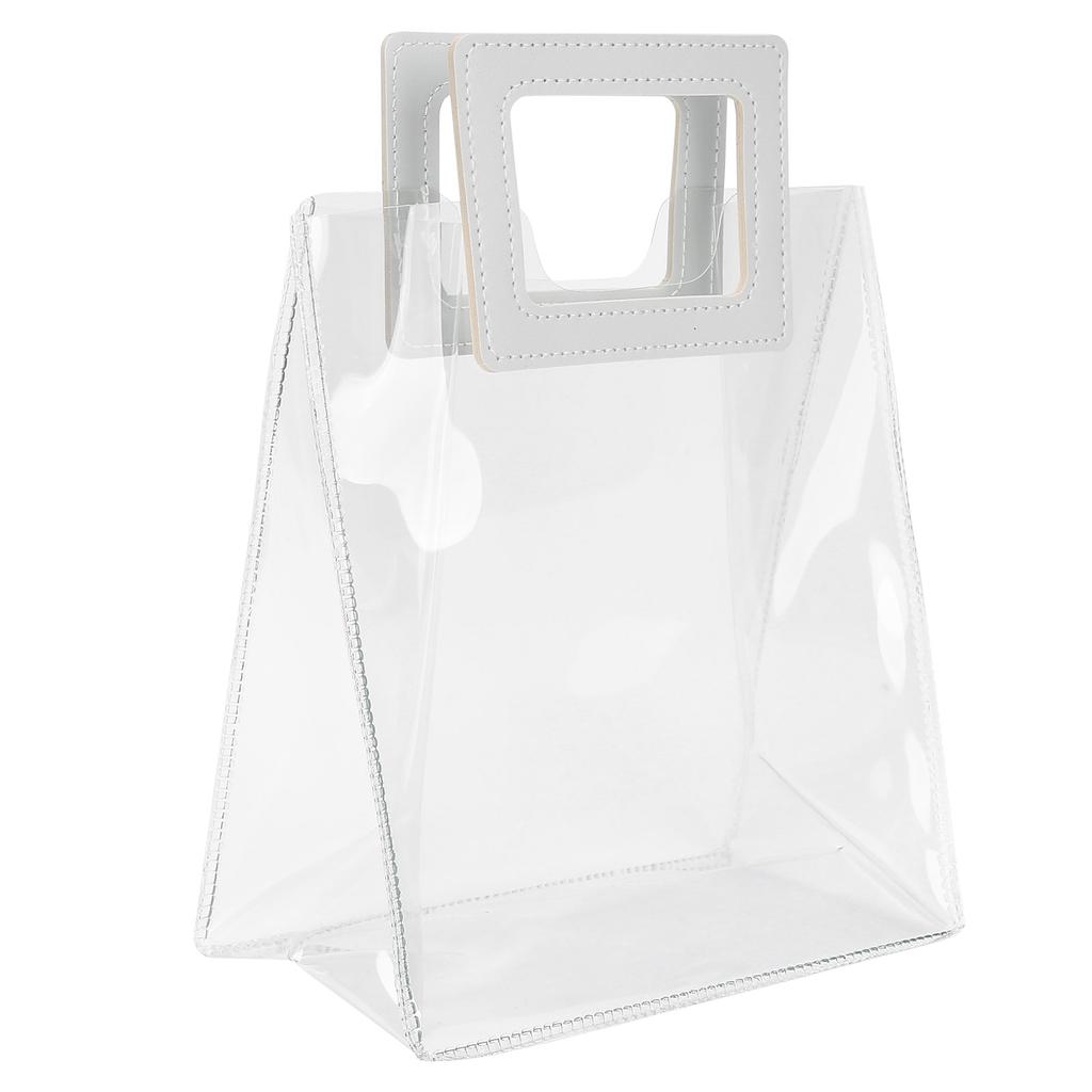 2pcs Bags Transparent Gift Bag Sturdy Bottom Handbag for Birthday Christmas Gift Packaging (S)