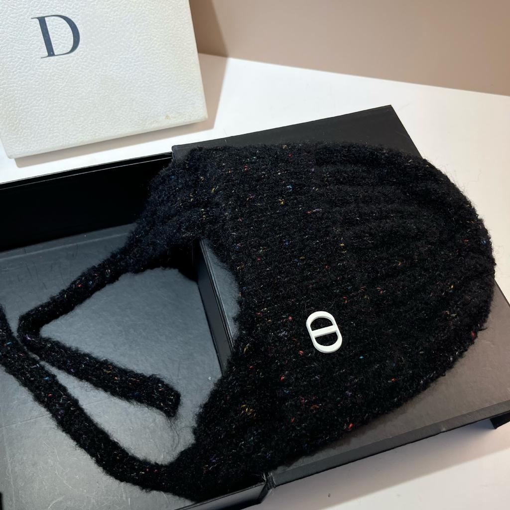 Dongdaemun Dd Circle Yarn Cute Ear Protection Hat Warm Soft Waxy Elastic Face Small Knitted Flying Hat