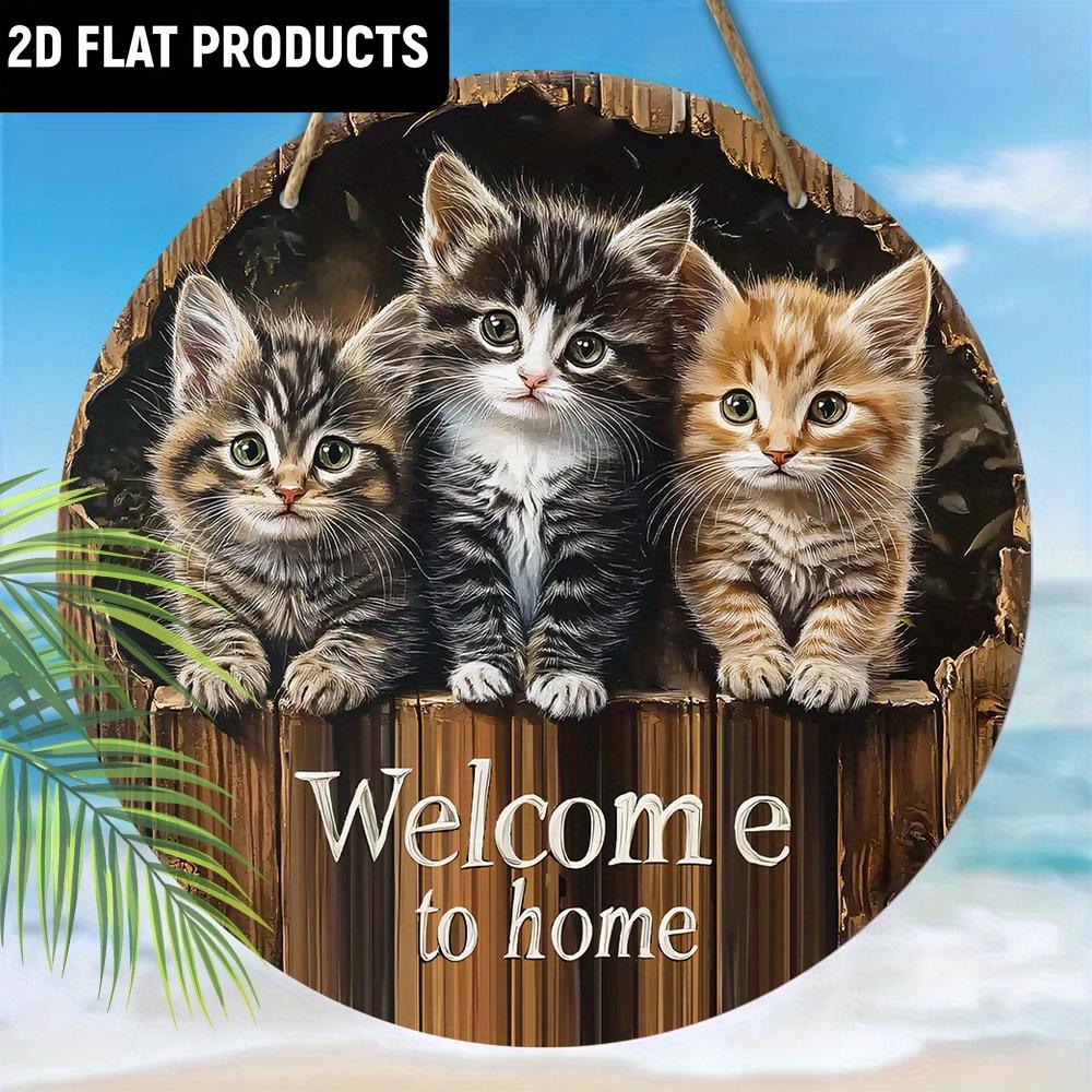 Wooden Charming 'Welcome To My Home' Cat-Themed Wooden Sign - for Door, Wall, Home, Room, Farmhouse, Street, Shop, Garage, Bar, Garden, and Coffee