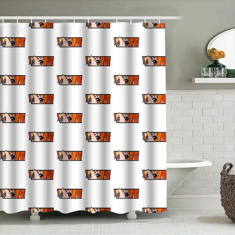 Anime Shower Curtain Japanese Cartoon Decor Bathroom Fabric Waterproof Hanging Pictures Home Decor