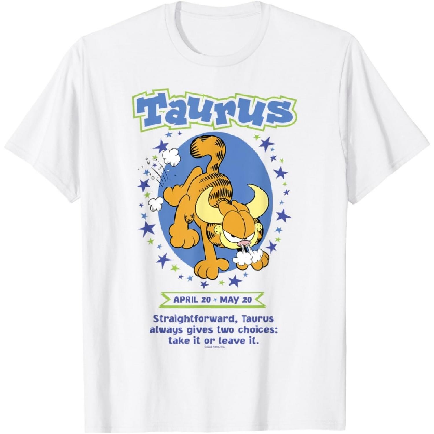 Футболка с Гарфилдом, знак зодиака Телец, гороскоп, юмор S