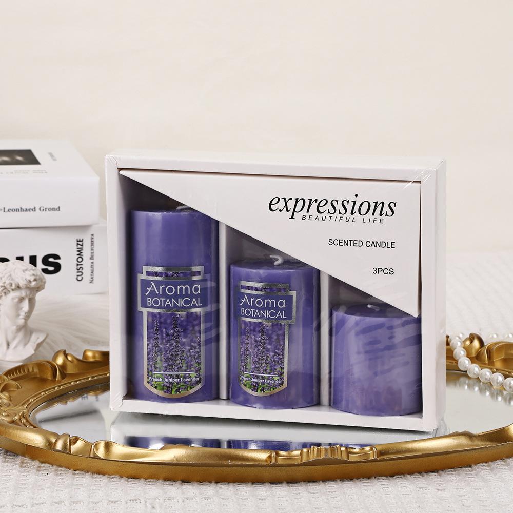 Classic Simple Colorful Cylindrical Scented Candle Home Non-romantic Wedding Long Pole Wax Set