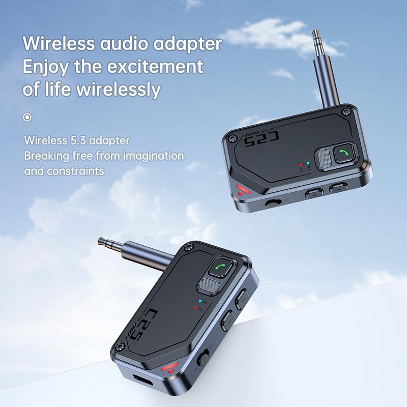 2 In 1 Bluetooth 5.3 Audio Adapter Receiver Transmitter 3.5mm AUX HIFI Stereo Small With Mic For TV PC Car Speakers Airplane