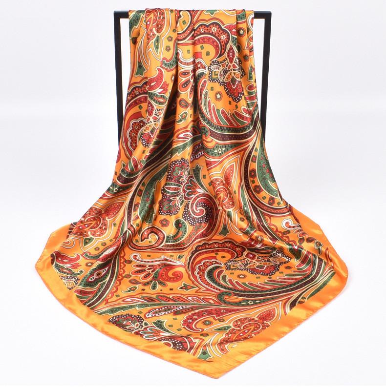 

High Quality Silk Scarves Women Square Satin Hijab Scarf Plain Handkerchief Shawls Wraps Head Female Headband Islamic Bandanna 90X90cm