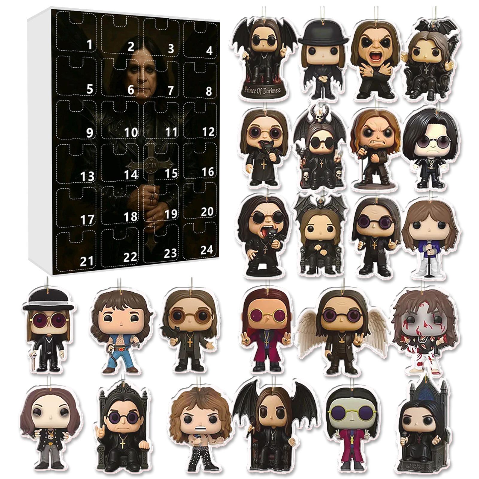 

Christmas Gift Acrylic 24pcs Advent Calendar Box Ozzy Osbourne Motorcycle Bell Keychain 24 Day Countdown Calendar Pendant Figure L