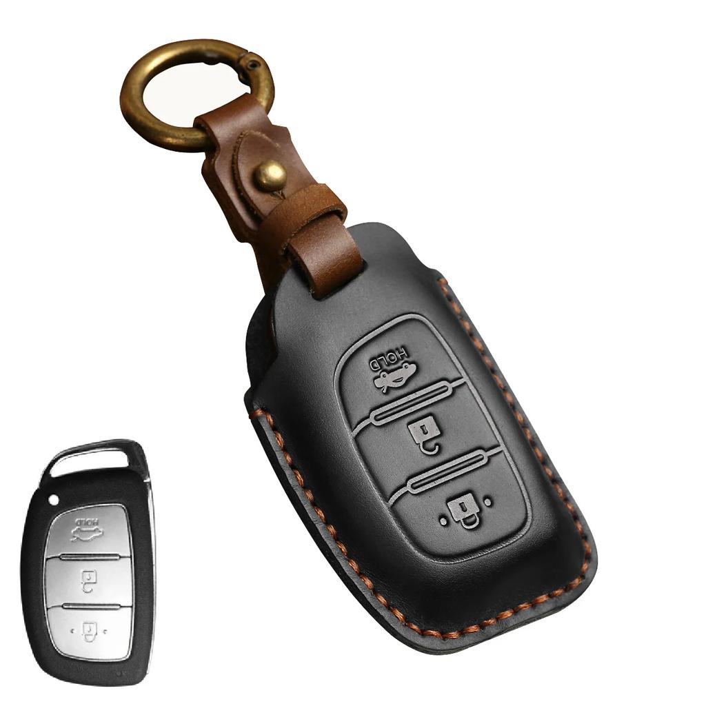 Für Hyundai IX25 IX35 IX45 I10 I20 HB20 Elantra Solari Sonata Santa Fe Sport Tucson Leder Auto Schlüsselhülle Schutzhülle