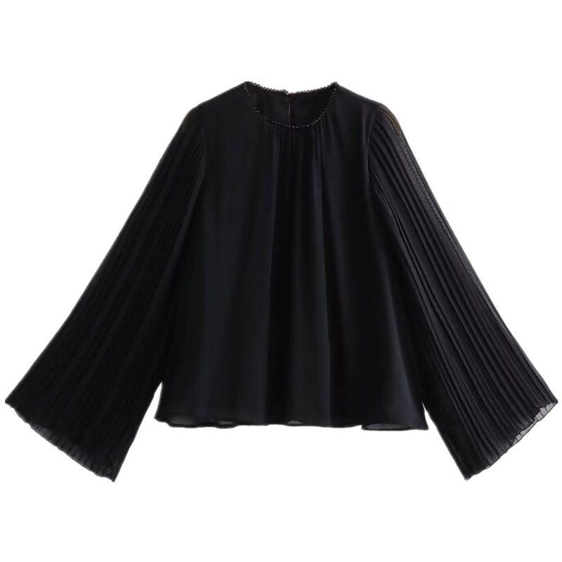 

Fashion Style 2023 Winter New Arrival Women s Slim Looking Loose Small Pleated Sleeve Long Sleeves Shirt 3897169 800 Black L