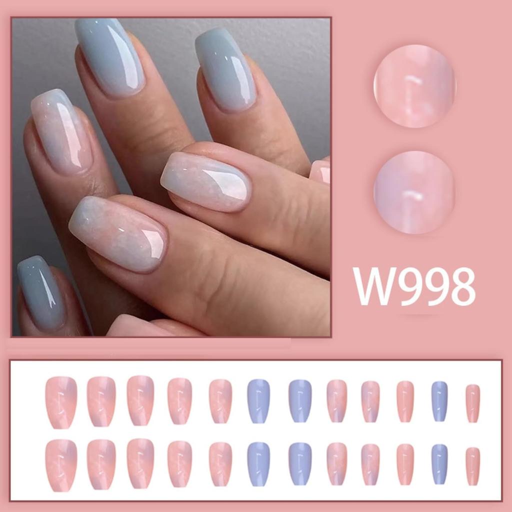 Trends Premium Designer 24pcs Stick-on Nails Set, with Easy Glue Tab Application, Nails Are Reusable & Unbreakable