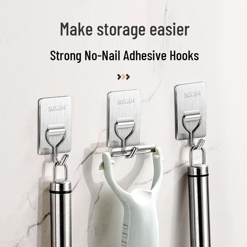 JINGRUIXIANG No-Drill Folding Stainless Steel Hooks