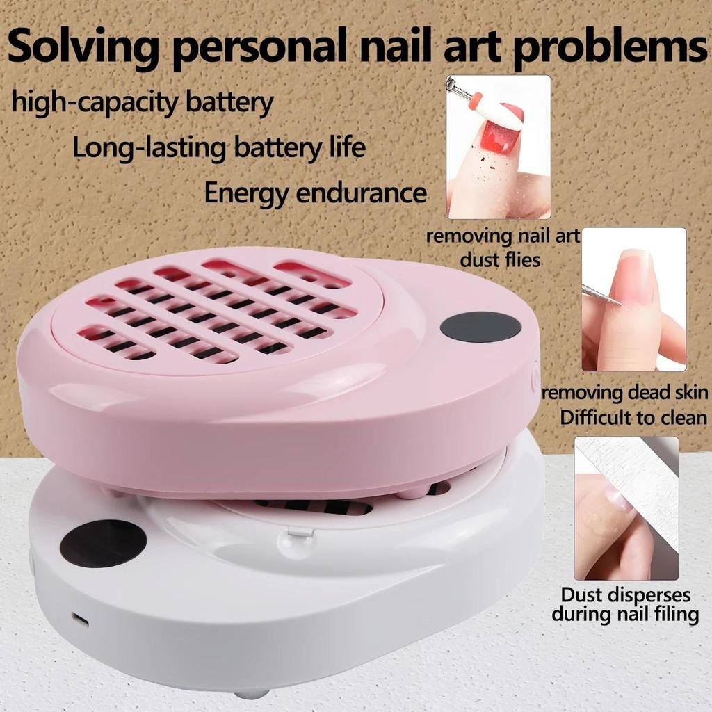 USB Rechargeable Manicure Nail Vacuum Cleaner Strong Suction Nail Dust Collector Portable Nail Art Vacuum Dust Cleaner