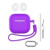 For AirPods 4 Earphone Silicone Case Set with Anti-Lost Keychain, Strap, Ear Tips, Cleaning Pen