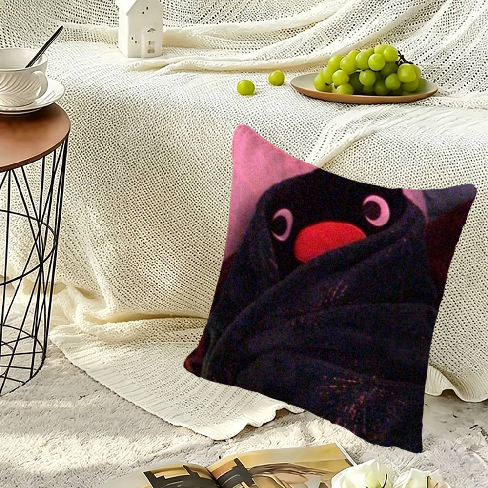 Happy P-Pingu Penguin Square Double-Sided printed Pillow Case Bedroom Bedside Pillow Sofa Cushion Cover