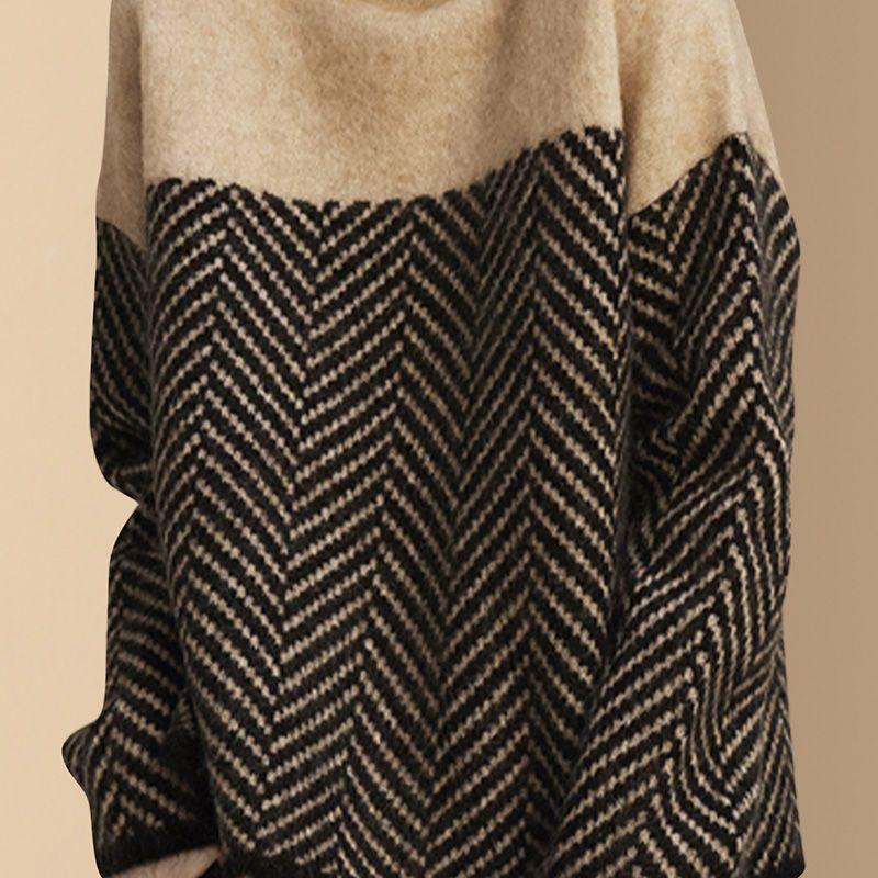 Fall/Winter Women's Semi-Turtleneck Sweater Plus Size Thickened Pullover Knitwear Design Sense Loose Knit Top Stretch Knit Jumper Outwear