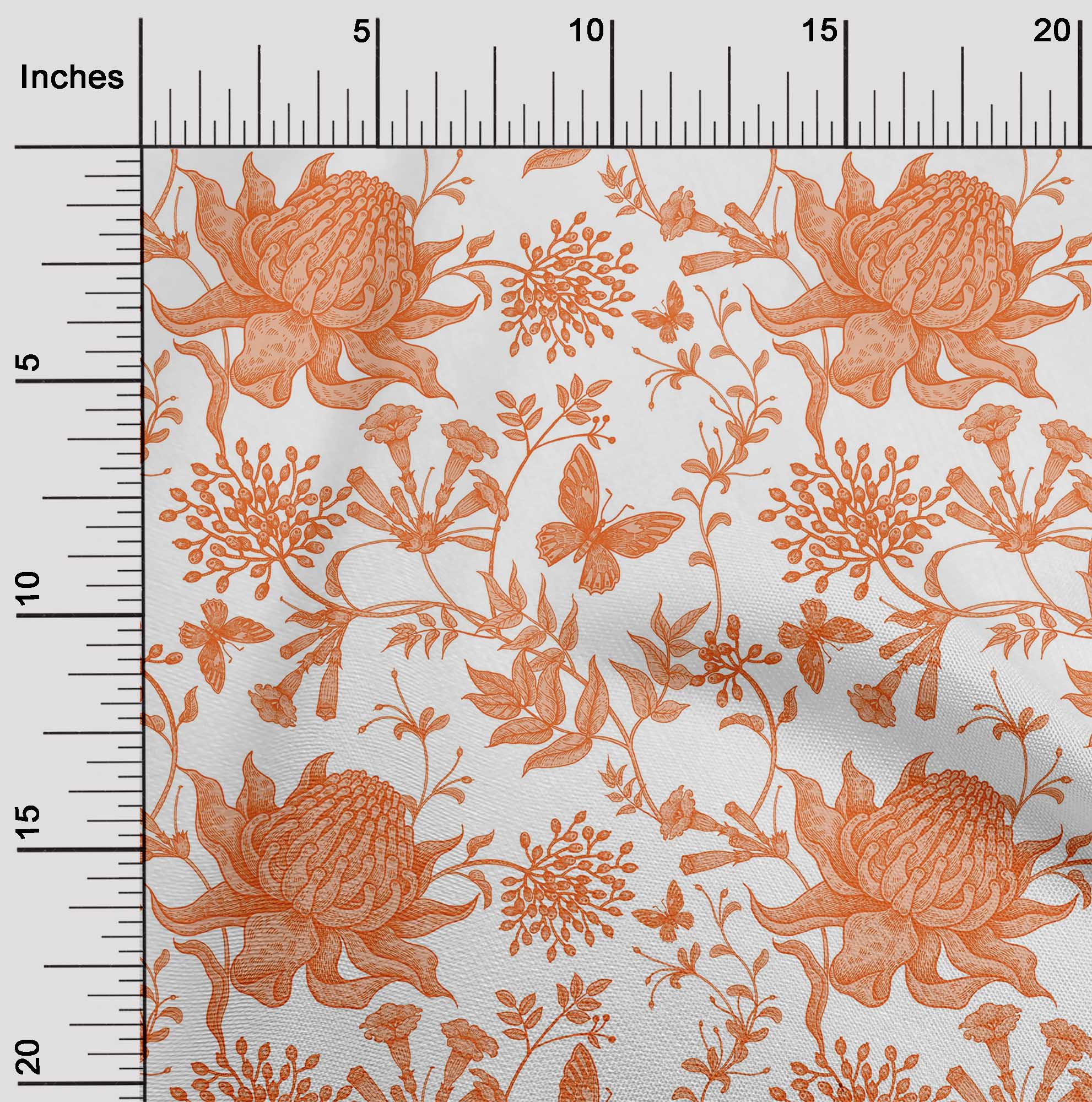 

OneOone Cotton Flex Blue Fabric Leaves & Floral Художня тканина для пошиття друкованої тканини для рукоділля у дворі 40 дюймів 42 Inch Wide - Viscose Chiffon помаранчевий