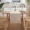 Simple Table Runner Solid Color Handmade Tassled Cotton Linen Table Runner Household Tea Table Flag