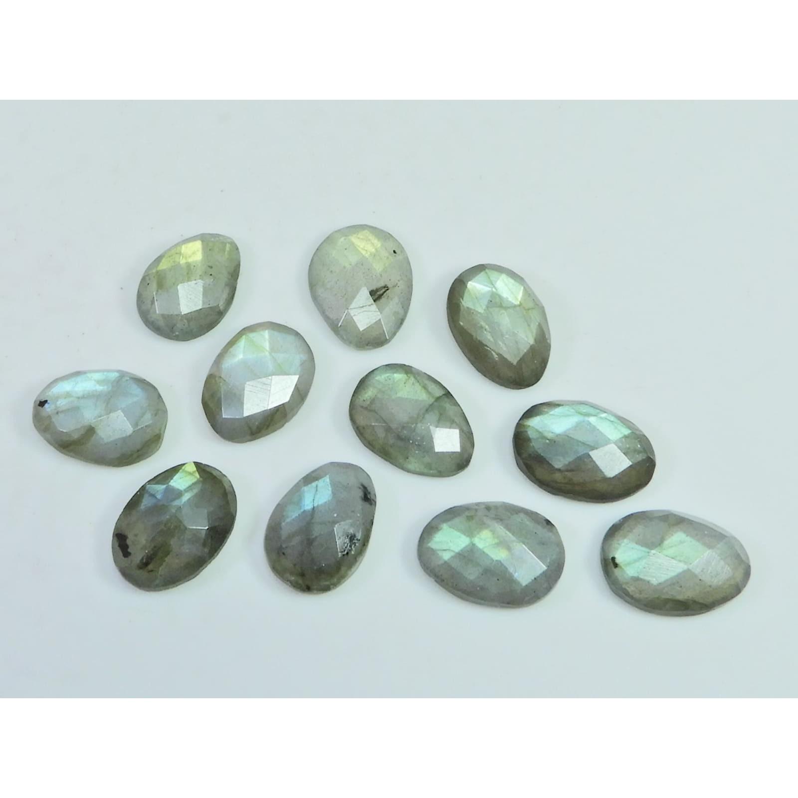 

Natural Checker Cut Labradorite Flat Back Oval Cabochon Gemstone 11 Pcs Lot C-1803