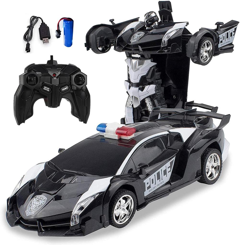 Multifunctional RC Car, Electric RC Car, Transforms Into a Robot, High Stability, Shockproof, Kids' Toy, Popular Gift (Rechargeable, Black)