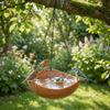 Retro Style Wood Grain Bird Feeders S Hooks Thickened Iron Chains Hanging Bird Bath Open Bowl-shaped Plastic Feeding Bowls