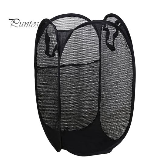 

Складная корзина для белья с ручкой, удобная для переноски, большая вместимость, дышащая сетка, корзина для хранения грязной одежды чёрный