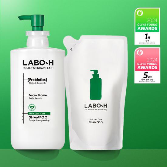 LABO-H Scalp Strengthening Shampoo, Hair Loss Relief, 750ML Refill Plan (+600ML Refill)