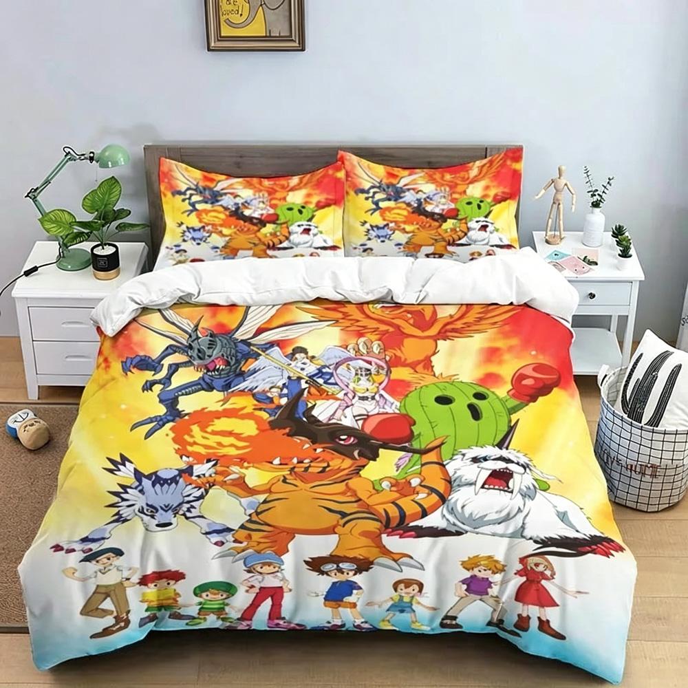 Digital monster Exquisite 3D Cartoon Digimon Wallpaper Digital Printing Bedding Set Comforter Bed Youth Girl Boys Gift