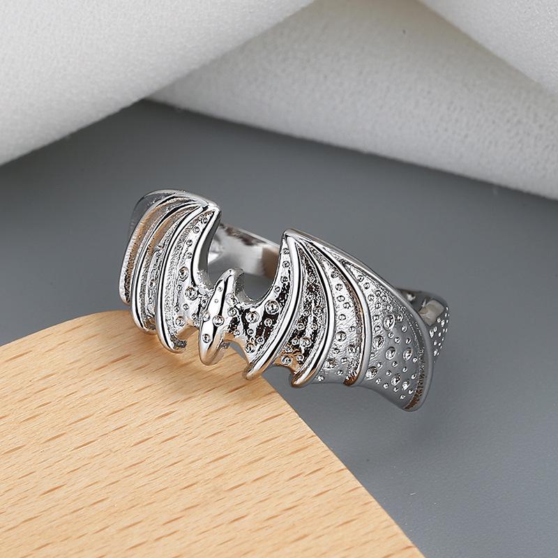 European and American Gothic Korean Style Bat Open Couple Rings Adjustable
