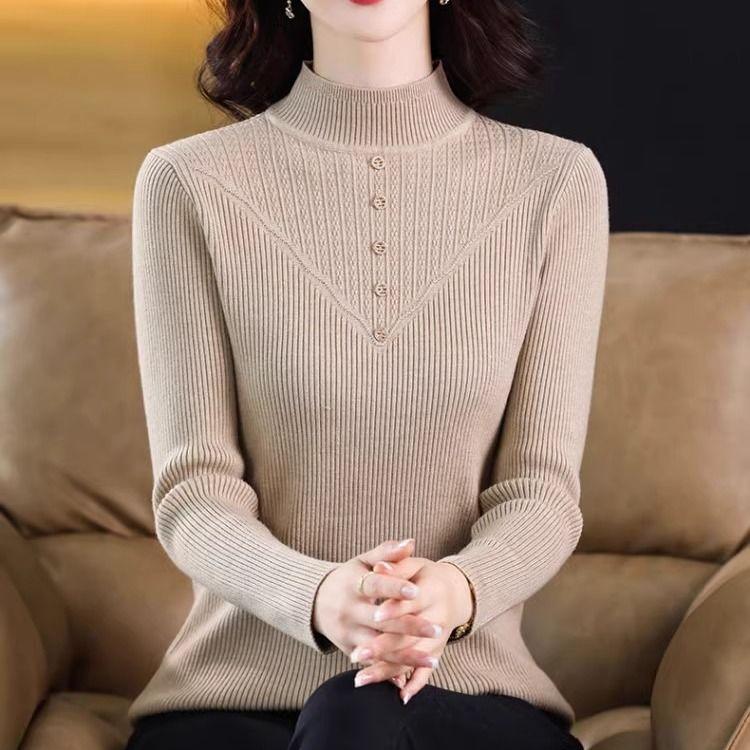 Half-high Collar Sweater Base Shirt Long-sleeved Perfect for Autumn and Winter Versatile and Fashionable Knitted Top