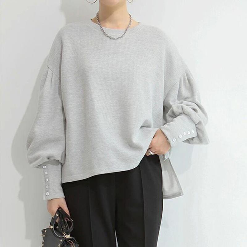 

Long-sleeved T-shirt Korean Style Versatile Outer Casual Top Women s Autumn and Winter Sweater XXXL світло-сірого кольору