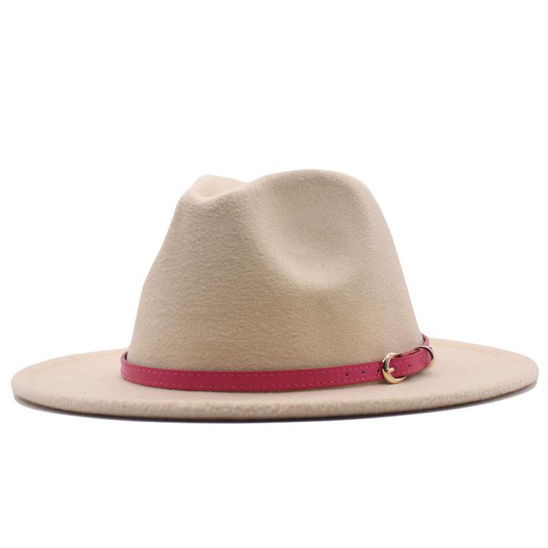 New spot European and American flat-brimmed felt jazz hat, British gentleman's retro woolen fashion felt hat