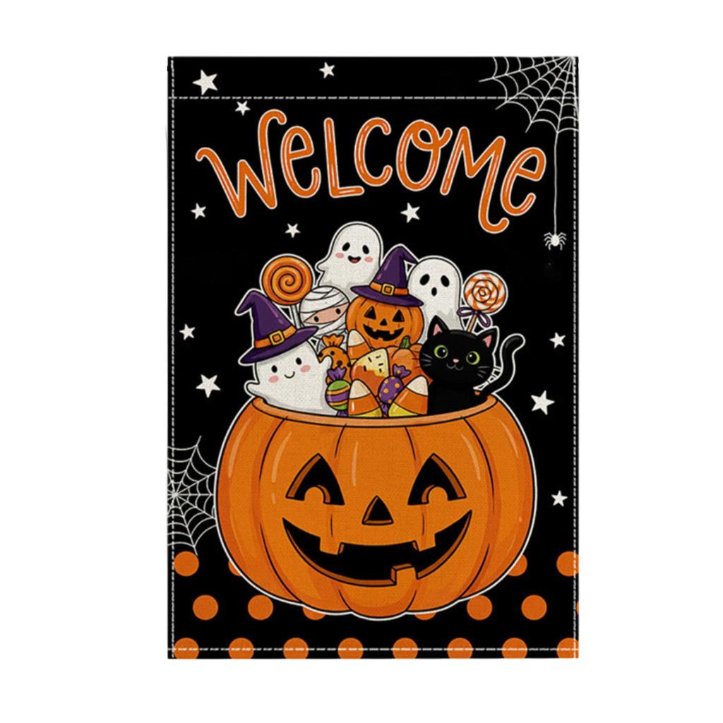 Halloween Garden Flag with Leaf Print for Fall Outdoor Decor