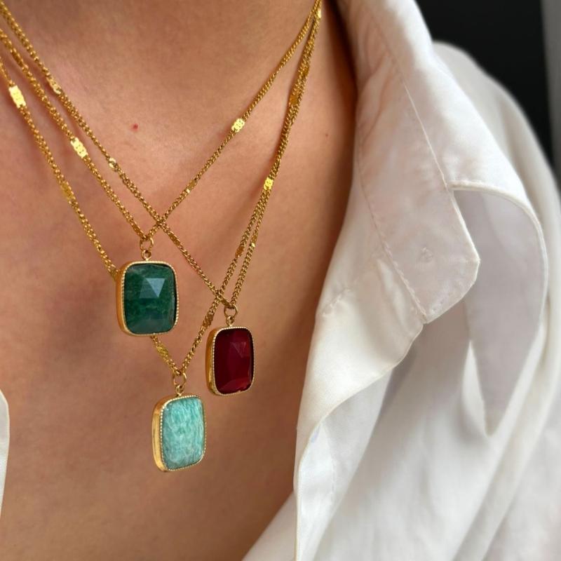 Waterproof Minimalist Square Necklace For Women Girls Fashion Jewelry Stainless Steel Chain Party Accessory