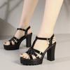 Fish-mouth Style Anti-slip High-heeled Shoes, Hollow Thick-soled Sandals for Women