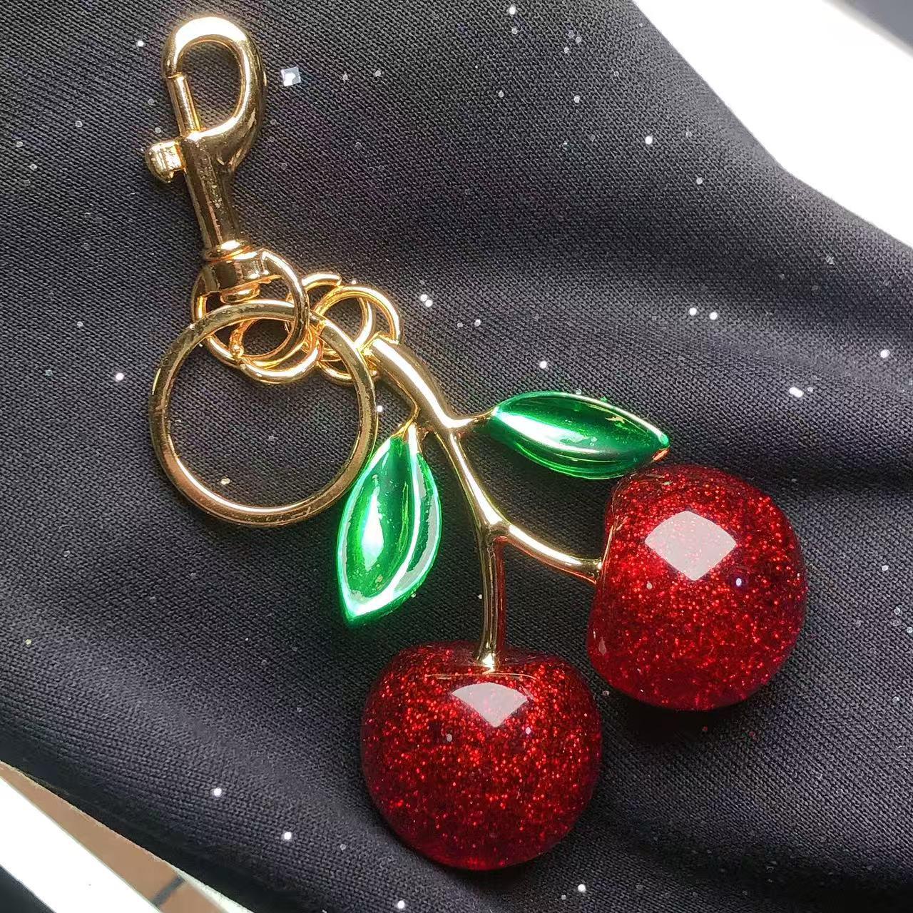 Cherry Metal Keychain - Fruit Pendant for Backpack or Bag