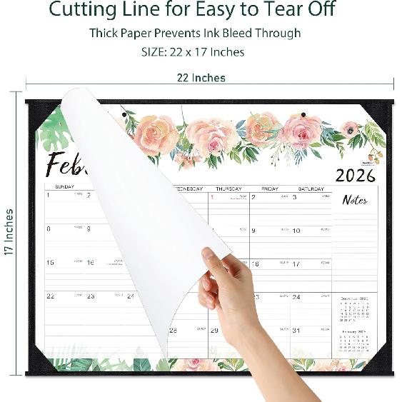 2026 Desk Calendar - Jan 2026 - Dec 2026, 12 Months Large Monthly Desk Calendar, 22" x 17", Desk Pad, Large Ruled Blocks, to-do List & Notes, Best