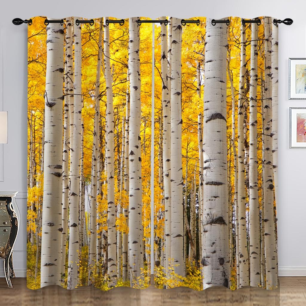 2pcs Black Tree Curtains Modern Art Minimalism Trees Of Life Window Curtains Rod Pocket Window Drapes For Bedroom Living Room