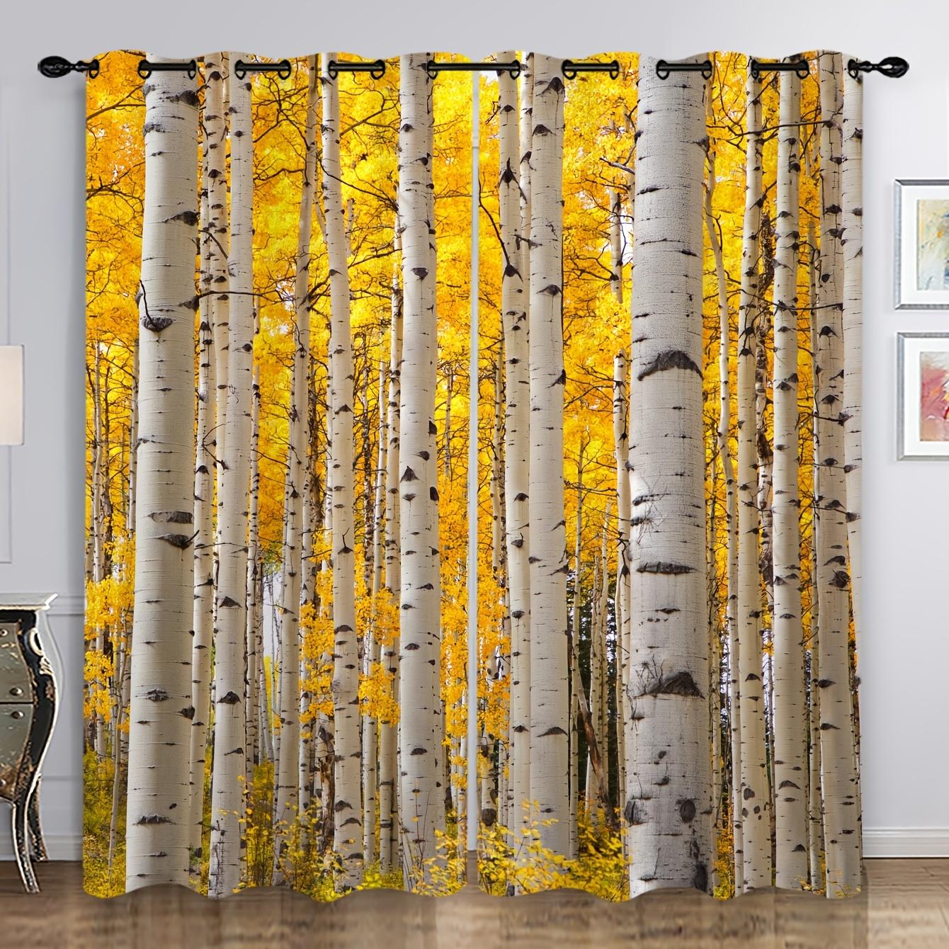 

2 шт. Шторы с рисунком дерева, декоративные шторы, 2 панели, черно-белое оформление окна для спальни, офиса, кухни, гостиной (W50H130cm)-2pcs&Grommet Top